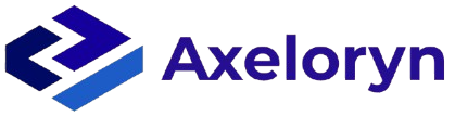 The Axeloryn brand logo, featuring a stylized geometric emblem in dark blue and light blue alongside the brand name 'Axeloryn' in dark blue, set against a plain white background.